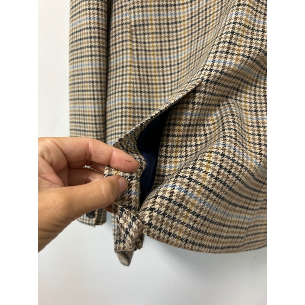Gap Double Breasted Plaid Blazer Women 12 Tall Brown Dark Academia Houndstooth - Picture 8 of 12